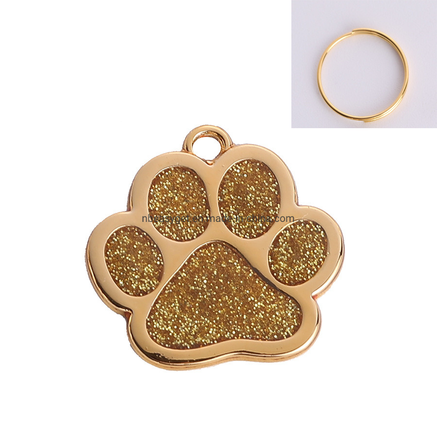 Pet Paw Shape Pendant Cat Sparkling Charm Tag Dog Bling ID Tag Pet Accessories Esg16520