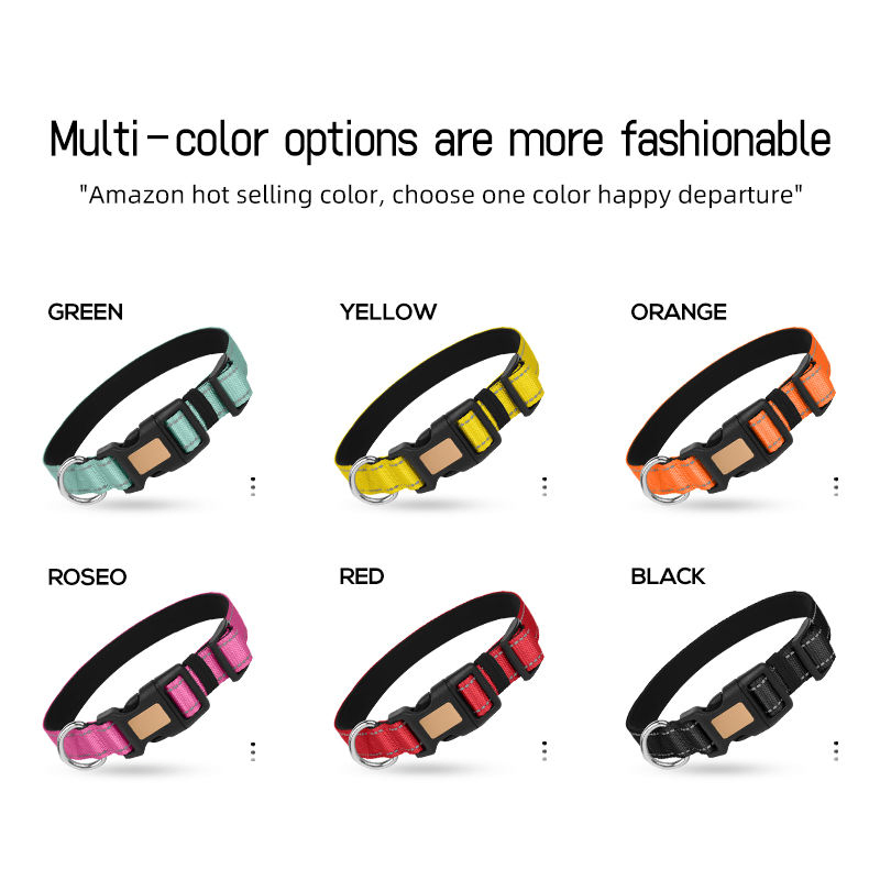 Anti-Escape Reflective Modern Luxury Soft Nylon Outdoor Anti-Lost Adjustable Engravable Dog Collar