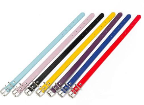 Pet Plain PU Leather Dog Collar with Metal Buckle D Ring Adjustable Dog Training Collar Belt for Cat Supply