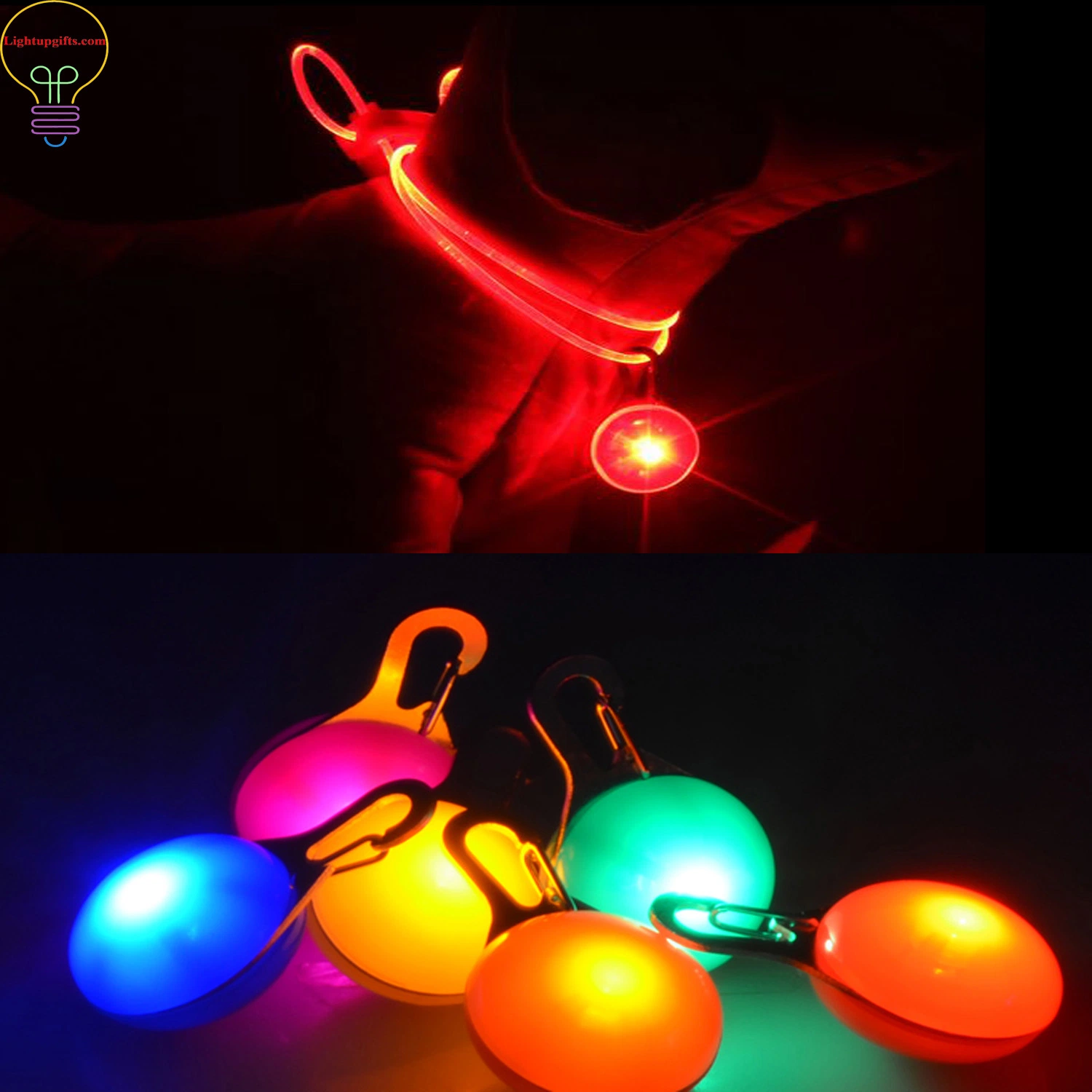 LED Light up Round Pet Dog Pendant Luminous Pendant Flash Dog Jewelry