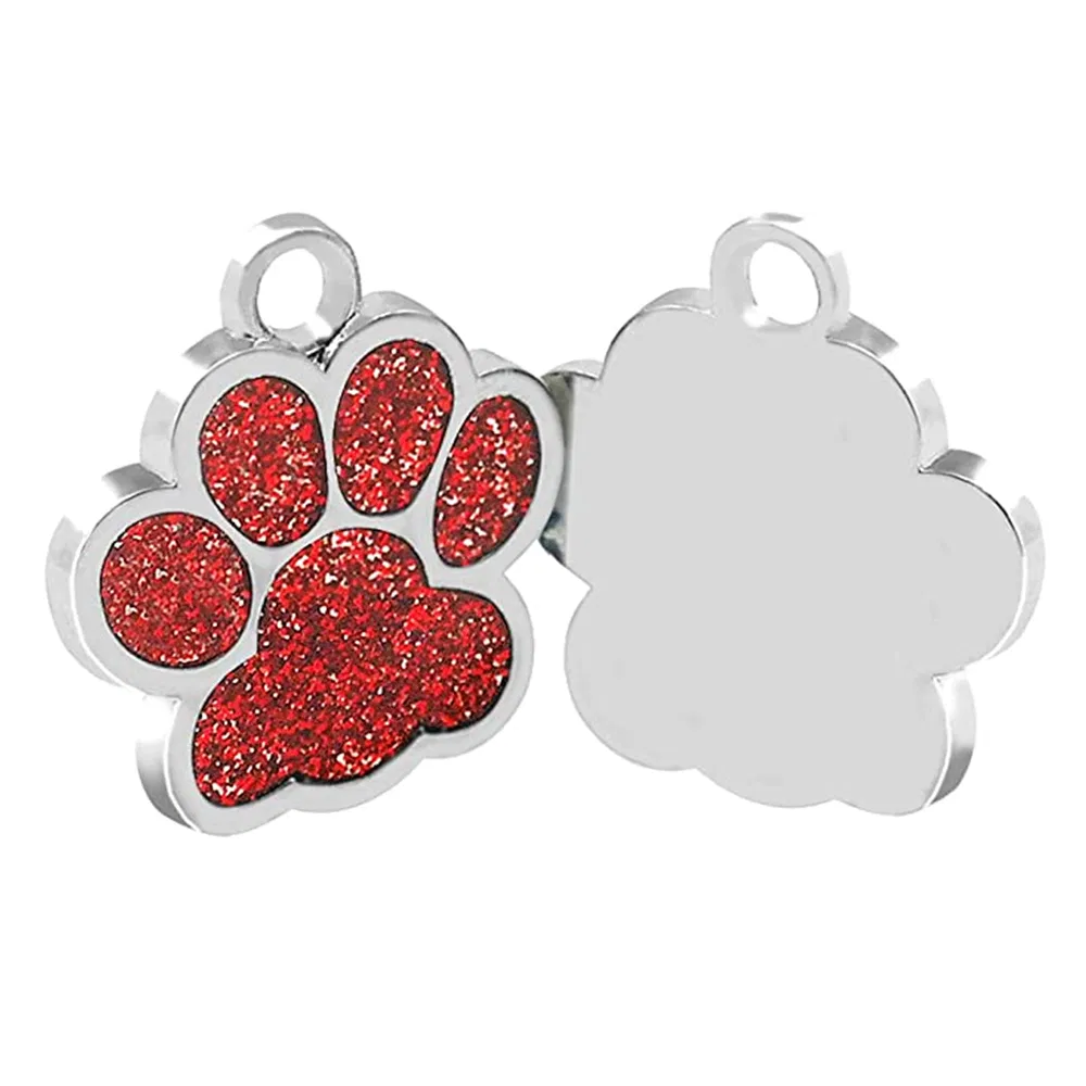 Metal Sliver Color Paw Shape Dog Tag Charms for Jewelry Making