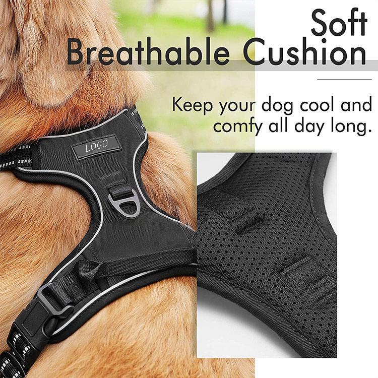 Custom Logo Deluxe No Pull Adjustable Soft Padded Ezydog Pet Dog Harness with Handle
