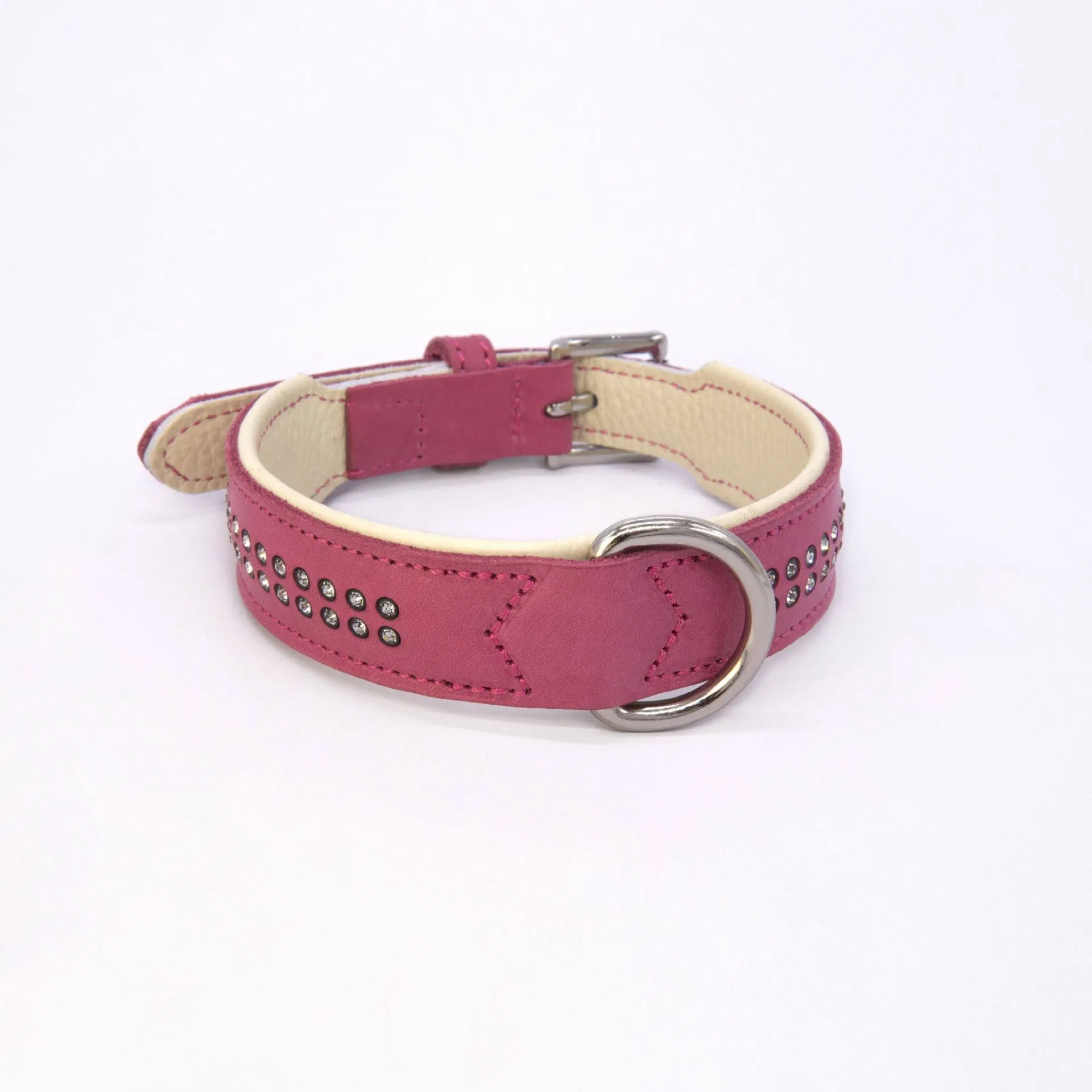 Hot Sale Wholesale Manufacturer Custom Adjustable Luxury Soft Leather Pet Dog Collar with Crystal