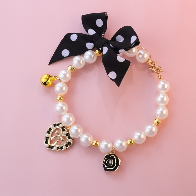 Pet Collar Cat Dog Bell Necklace Vintage Jewelry Pearls