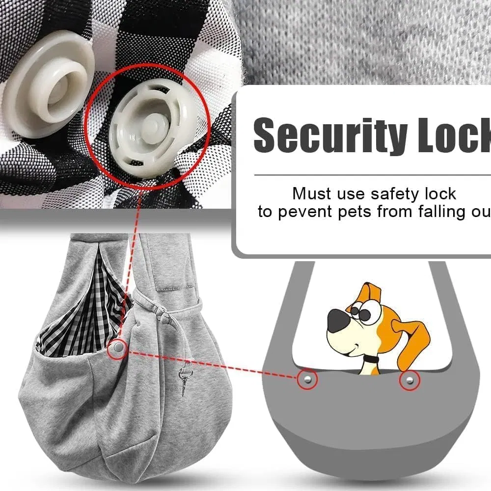 Small Dog Sling Carrier Classic Pocket Classic Strap for 3-10 Lbs Pets Grey Bag