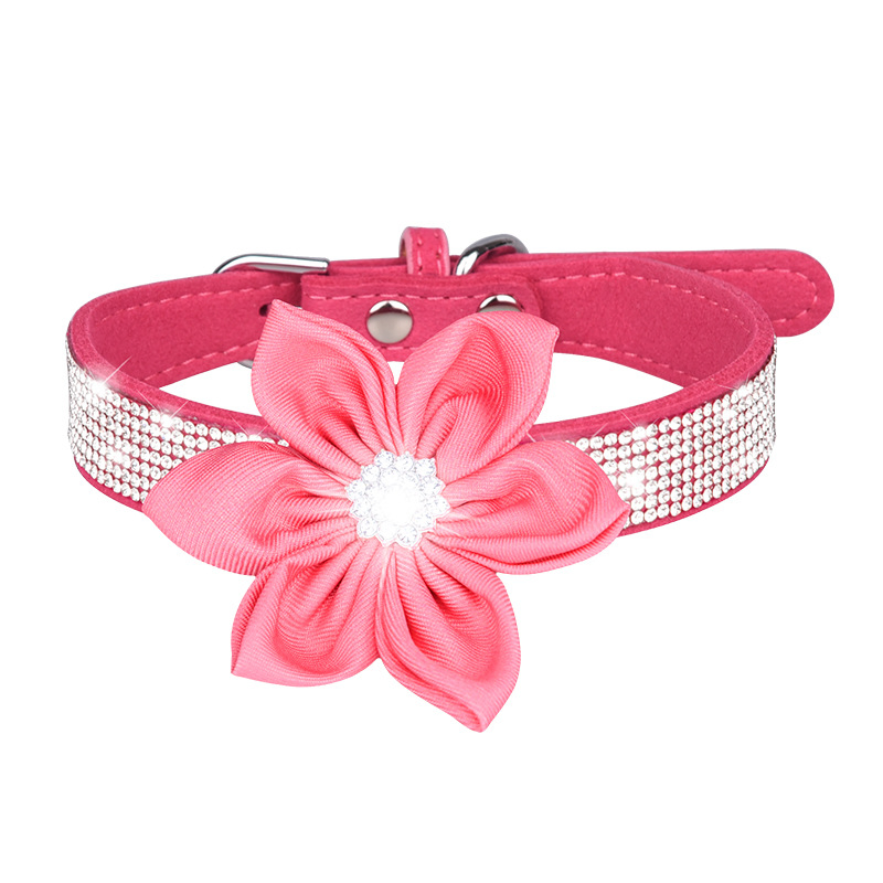 Cute Dog Collar with Bling Rhinestone, Fancy Crystal Diamond Glitter Pretty Jewel Soft Cat Collars for Small Medium Large Breed Dogs Girl Female Pet Pupp