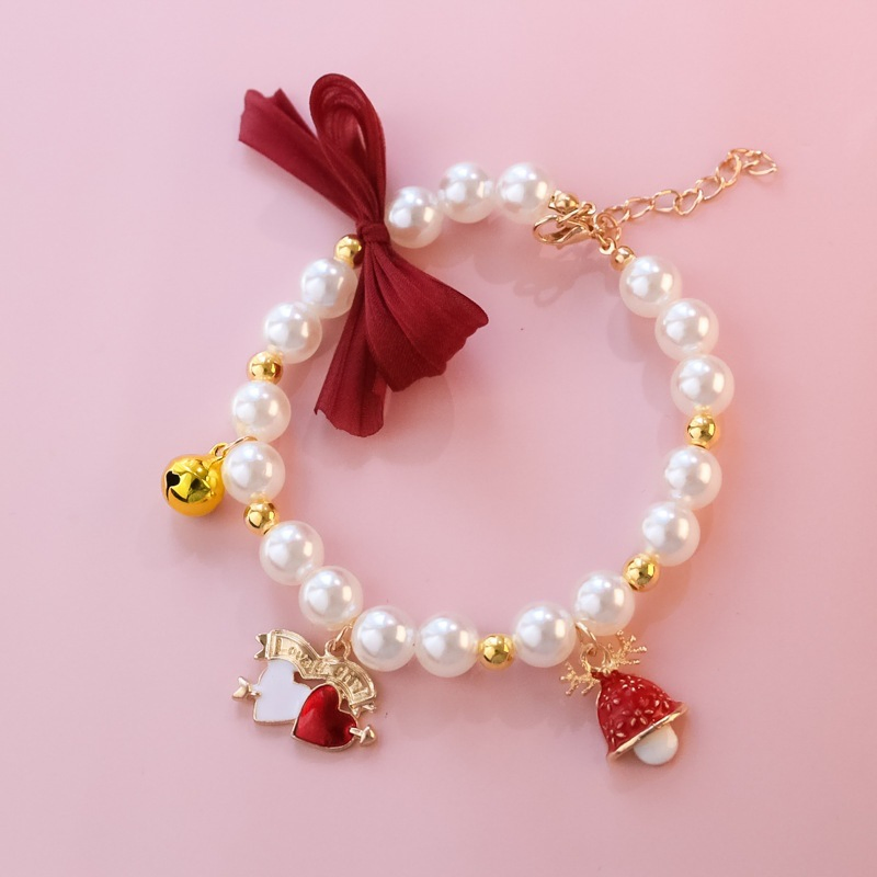 Pet Collar Cat Dog Bell Necklace Vintage Jewelry Pearls