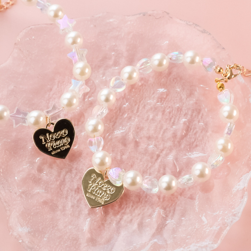 Pet Collar Kitten Dog Bell Pearl Necklace Chain Love Pentagon Star