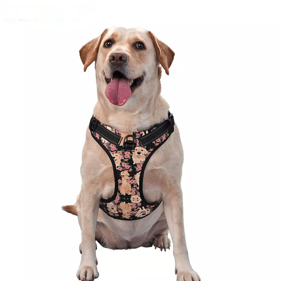 Custom Breathable Adjustable Harness Soft Padded Pet Vest for Easy Control Handle