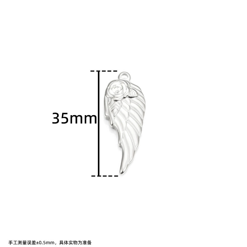 Wholesale Stainless Steel Rose Wings Pendant with Gold Electroplating DIY Jewelry Findings &amp; Components Necklace Pendant