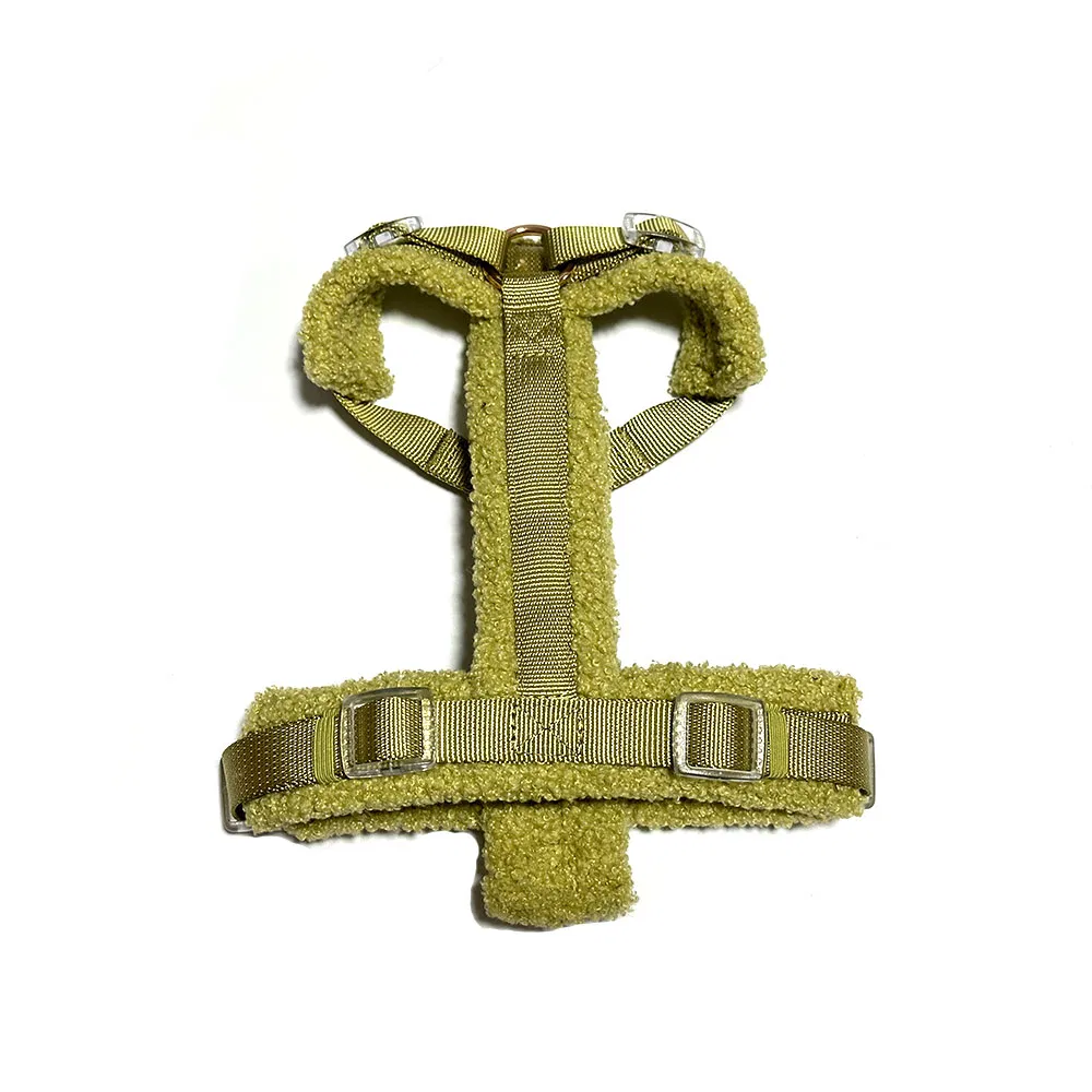 Custom Luxury New Fashionable No Pull Easy Walk Adjustable Lightweight Comfort Soft Teddy Plush Pet Dog Harness with Name