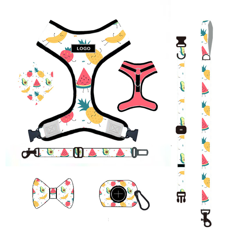 Dye Sublimation Printing Custom Logo Dog Harness Reflective Adjustable Pet Harness Accessory