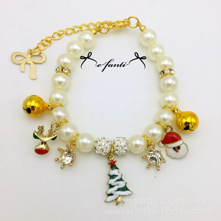 Cute Pet jewelry Necklace Design Rhinestone Dog Pearl Collars