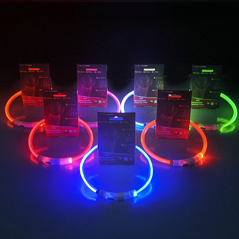 Pet Dog LED Light-Emitting Collar USB Charging Anti-Loss Safety Waterproof LED Luminous Collar