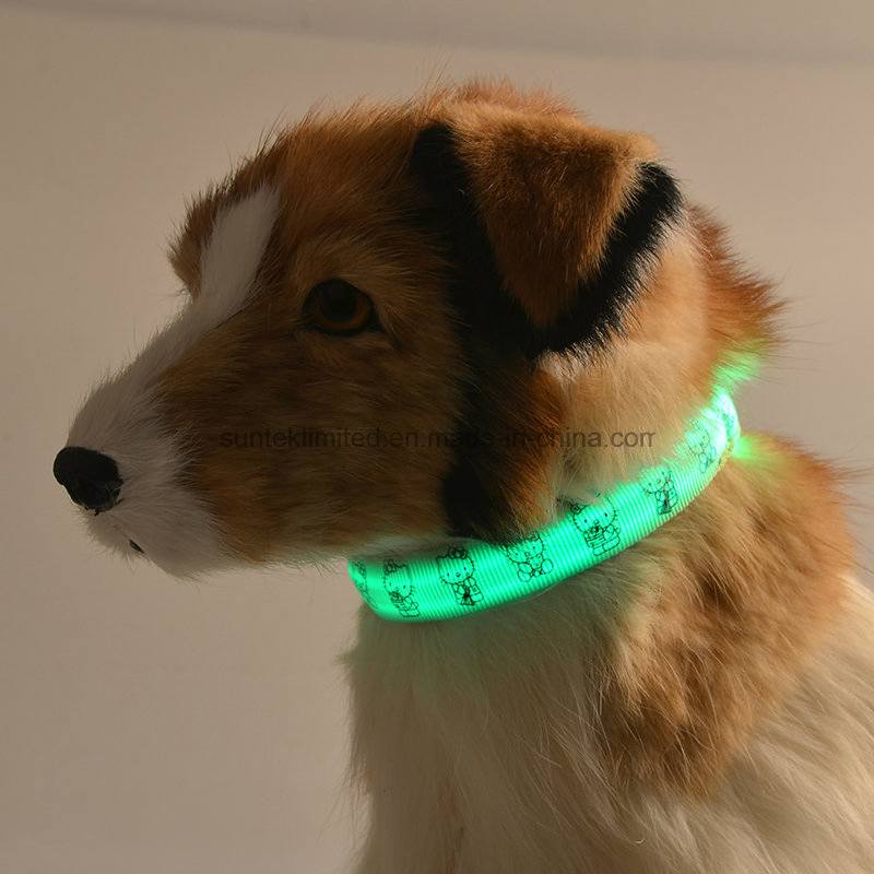 Custom USB Rechargeable Waterproof LED Dog Collar Flashing Glow in The Dark Luminous Pet Leash
