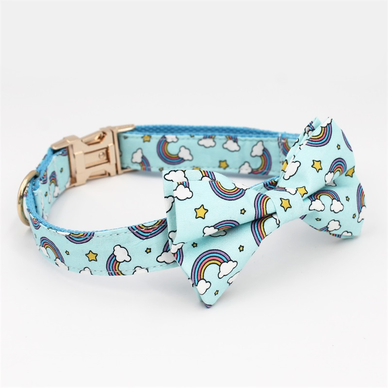 Hanyang Custom Print Pattern Dog Collar Dog Leash Pet Bowtie