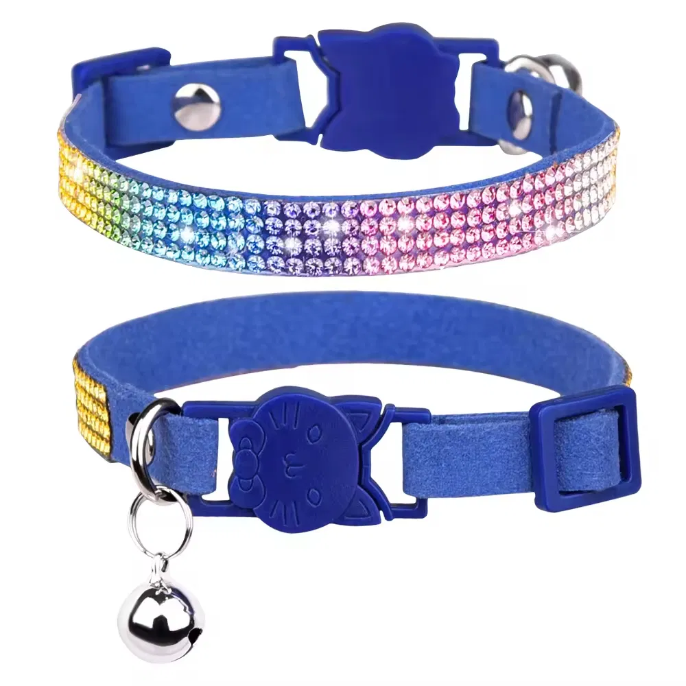 Adjustable Bling Crystal Diamond Cat Collar with Bell for Pets