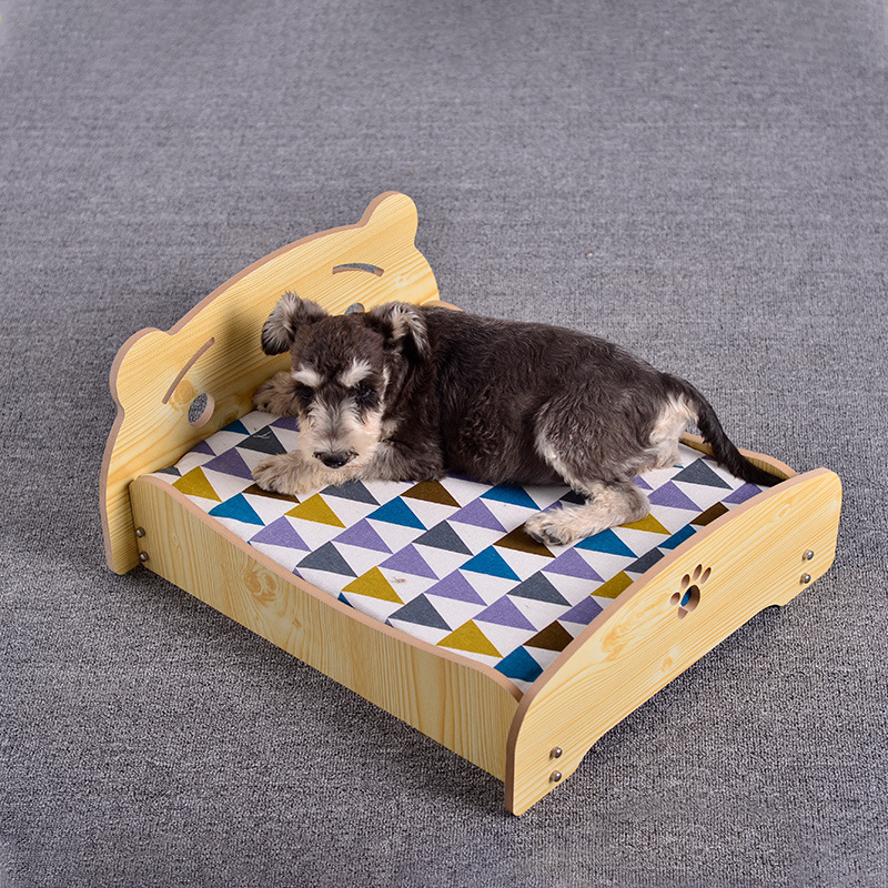 Pet Bed, Wooden Bed for Cats and Dogs, Sofa Bed, for Cats and Small Dogs, Suitable for All Seasons Wbb17406
