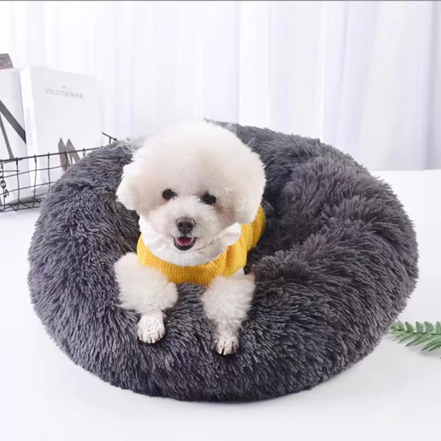 Dog Bed for Small Medium Large Dogs, 20 Inch Calming, Washable-Round Cozy Soft Pet Bed for Puppy and Kitten with Slip-Resistant Bottom