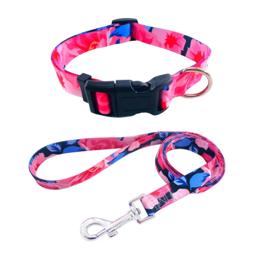 Flower Printing Pet Collars with Custom Pattern and Colours for Small Medium Large Animal Leas Kit Puppy Dog Collar