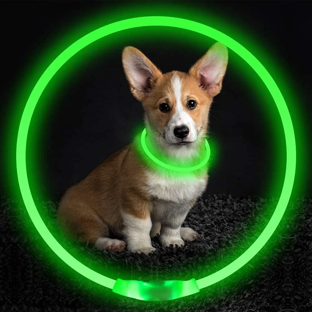 LED Dog Collar, Bseen USB Rechargeable Flash Dog Necklace Light for Small Medium Large Dogs