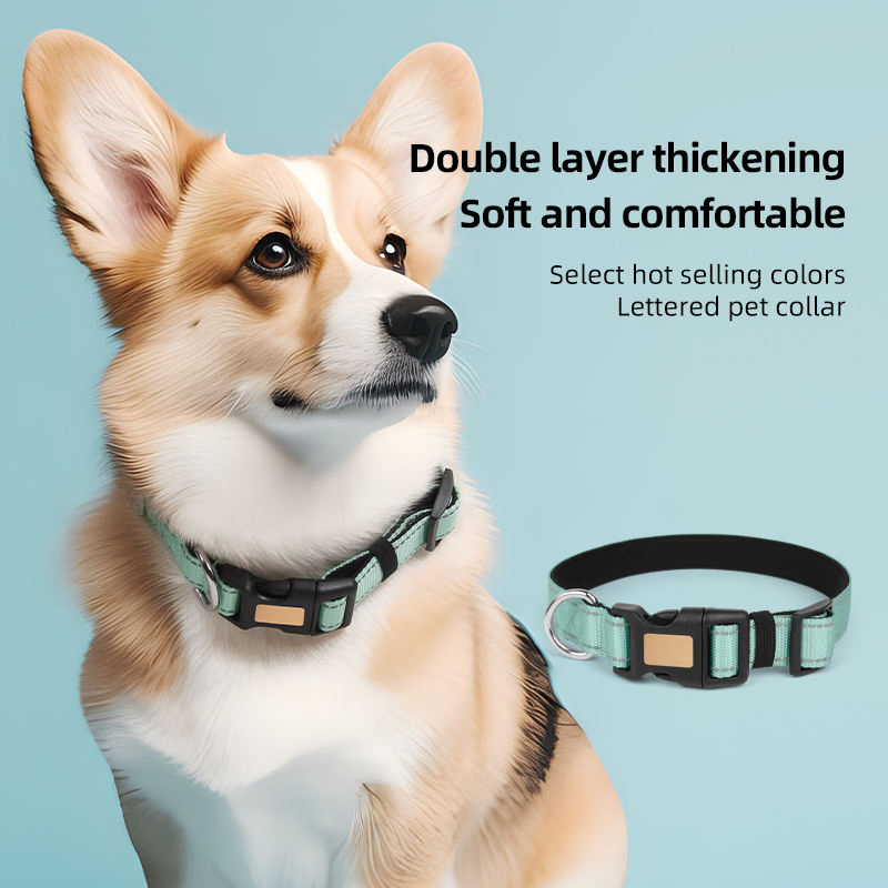Anti-Escape Reflective Modern Luxury Soft Nylon Outdoor Anti-Lost Adjustable Engravable Dog Collar