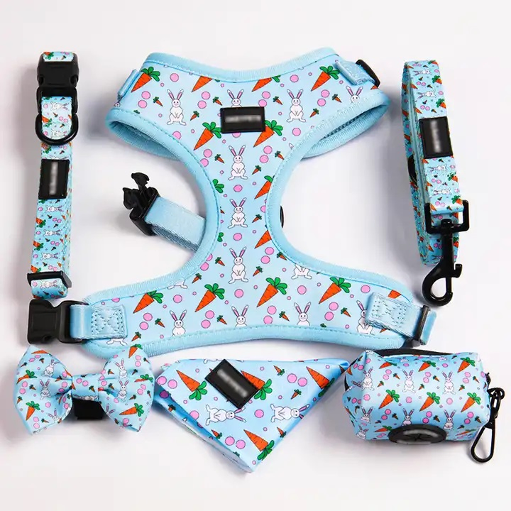 2023 Hot Sale Puppy Macaron Series Pet Harness and Collar