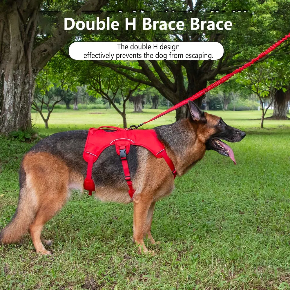 Escape Proof Dog Harness, Soft Padded Full Body Pet Harness, Reflective Adjustable No Pull Vest with Lift Handle and Leash Clip for Large Dogs Walking Hiking