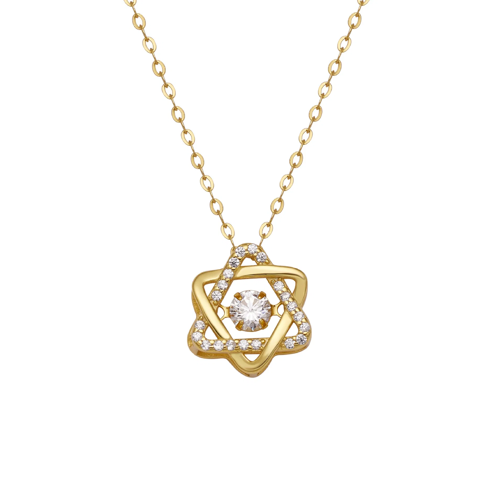 Hexagram Pendant Necklace Trendy Brass Light Luxury Clavicle Chain Wholesale
