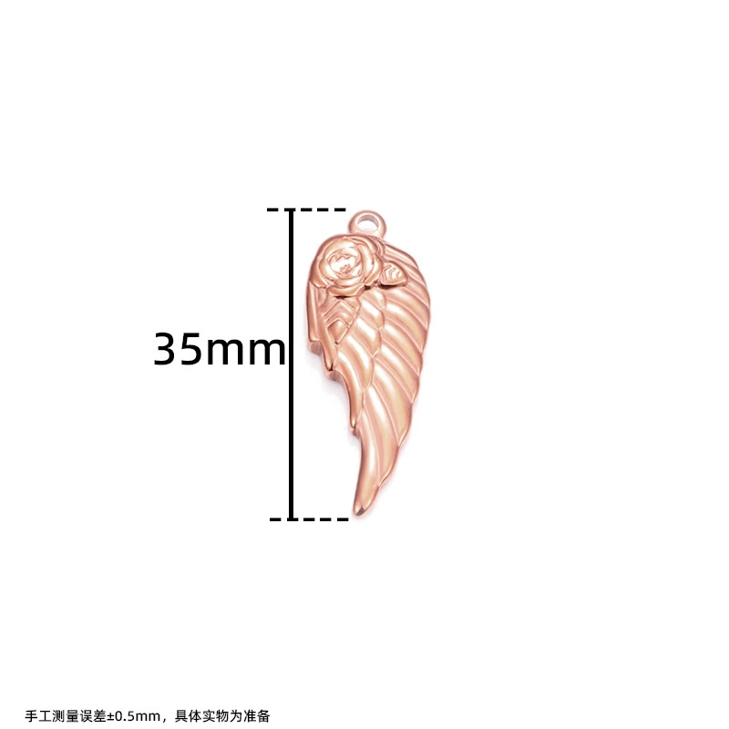 Wholesale Stainless Steel Rose Wings Pendant with Gold Electroplating DIY Jewelry Findings &amp; Components Necklace Pendant