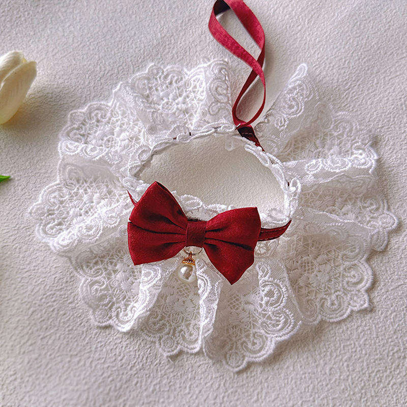 Cat Scarf Bowtie Pet Collar Bib Drool Cloth Knitted Collar Decoration Mouth Cover Cute Photo Prop for Dogs