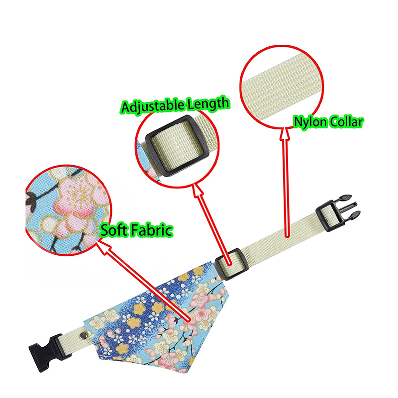 Wholesale Personalized Breakaway Plastic Buckle Pet Cute Bandana Dog Collar and Triangle Scarf Bib for Small Dog