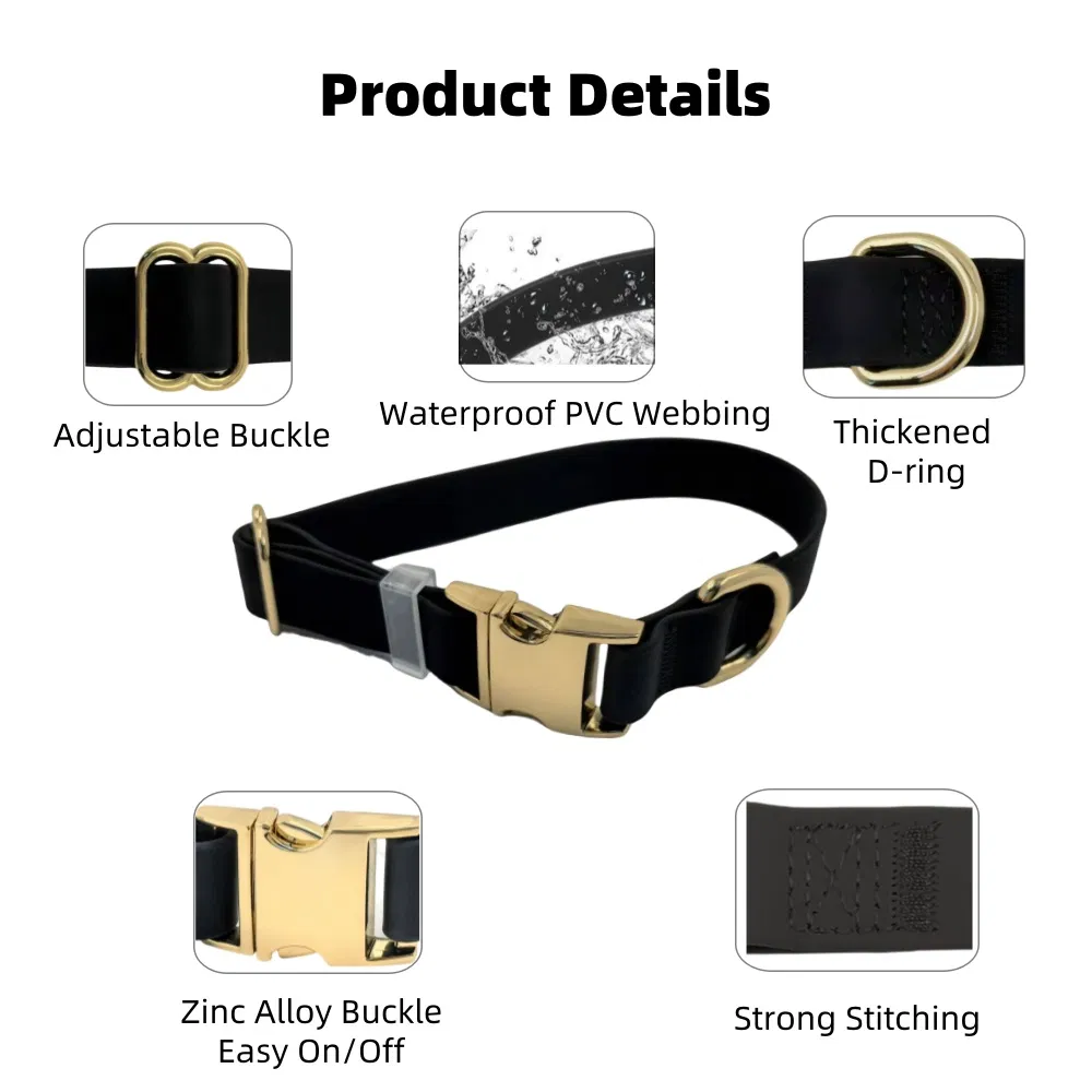 PVC Dog Collar Personalized Pet Collar with Zinc Alloy Buckle Adjustable Hunting Collar OEM/ODM Training Collar