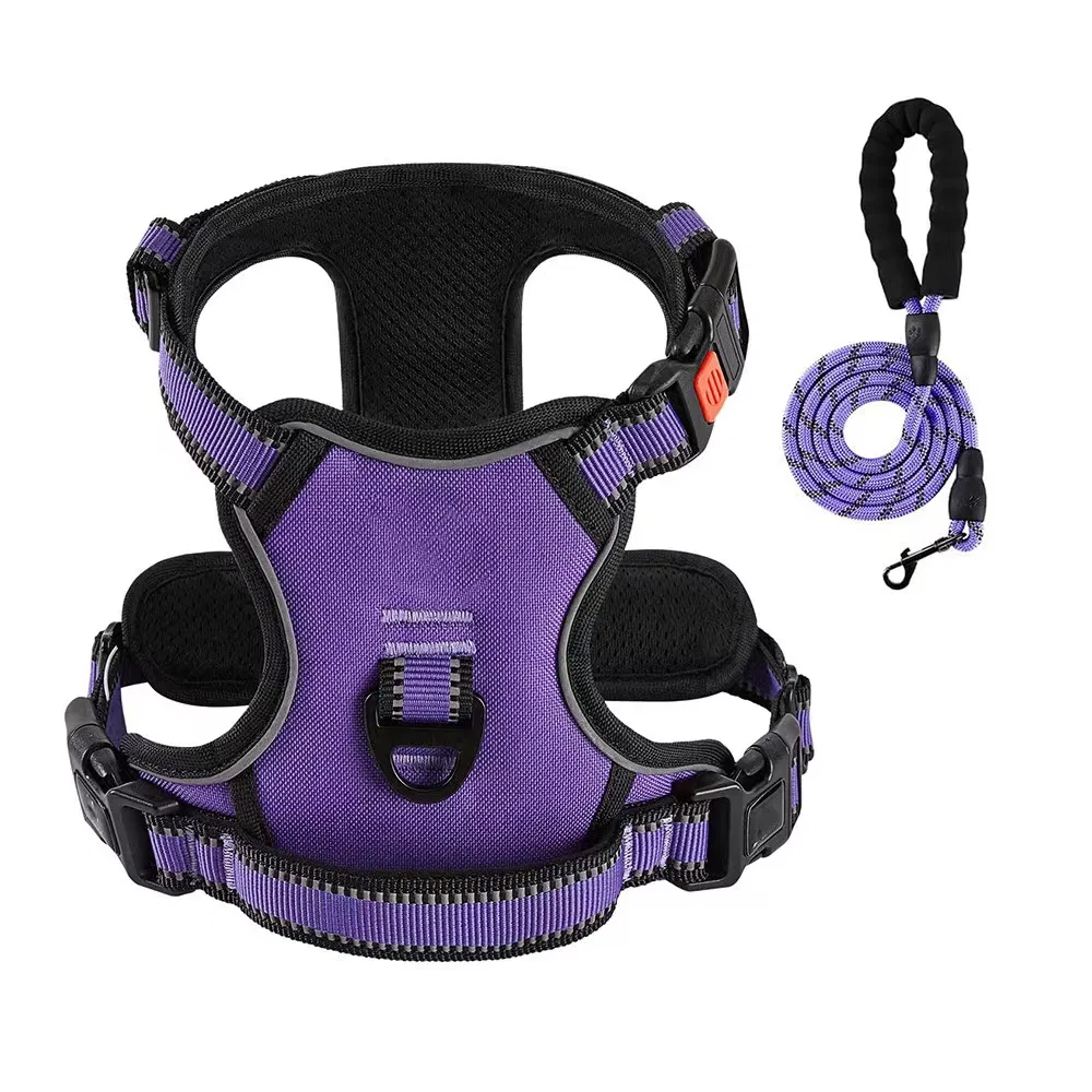 No Pull No Choke Front Lead Dog Reflective Harness, Adjustable Soft Padded Pet Vest Harness