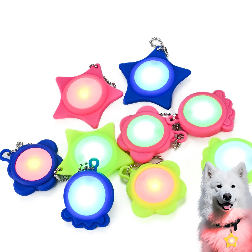 Newest Flower Star Octopus Shape USD Chargeable LED Glowing in The Dark Night Light Outdoor Safety Green Pet Dog Collar Pendant