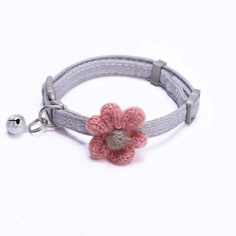 Pet Supplies Cat Dog Bell Flower Woven Adjustable Collar Factory Customized High Quality
