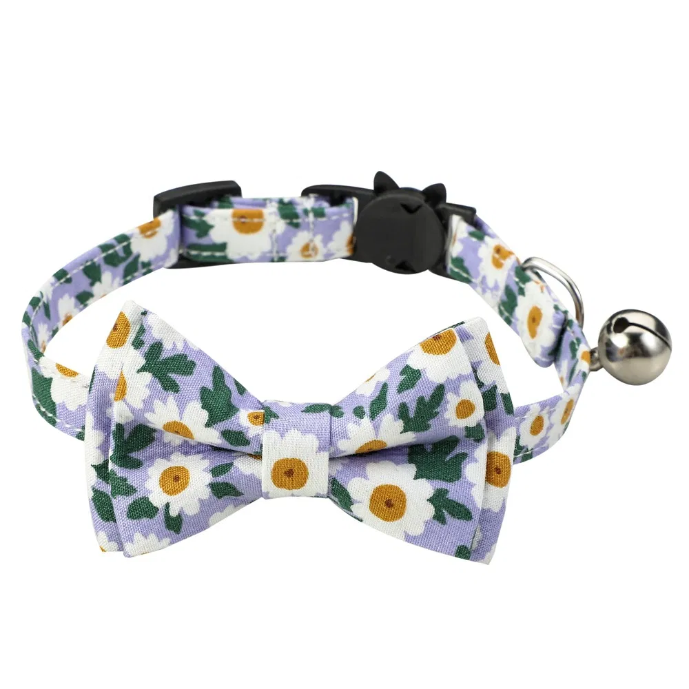 Breakaway Pet Cat Collar Cat Bandana with Bell and Bow Tie