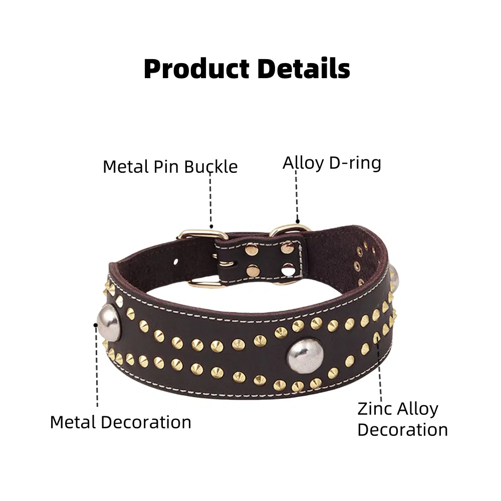 OEM ODM Pet Product Manufacturer Custom Leather Dog Collar in Bulk Personalised Pet Collar Adjustable Classical Real Leather Collar