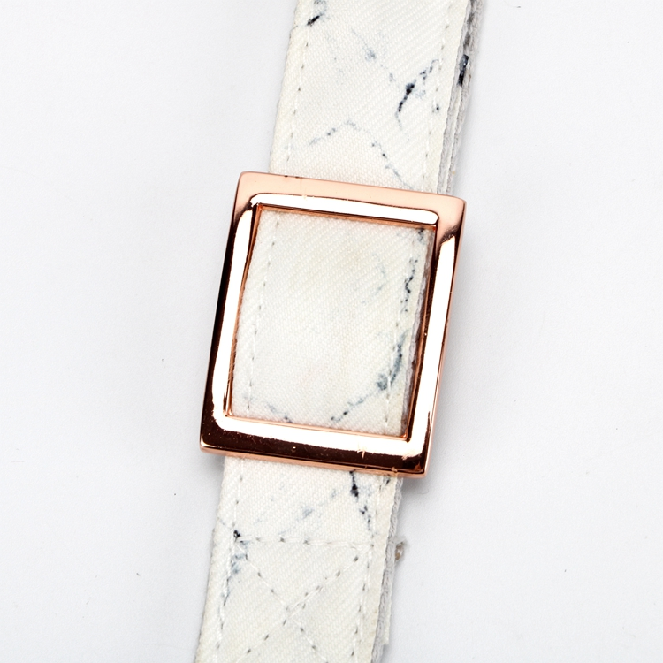 Hot Sell Cotton Gray Marble Printed Dog Collar with Rose Gold Buckle