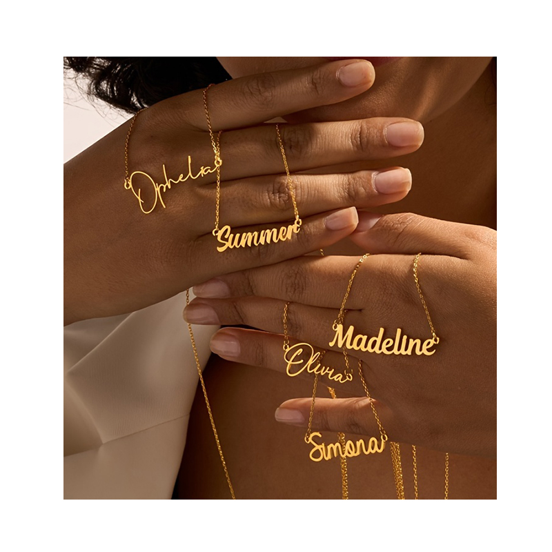 Gold Plated Fashion Fine Jewelry Stainless Steel Chain Pendant Choker Custom Personalized Name Necklaces