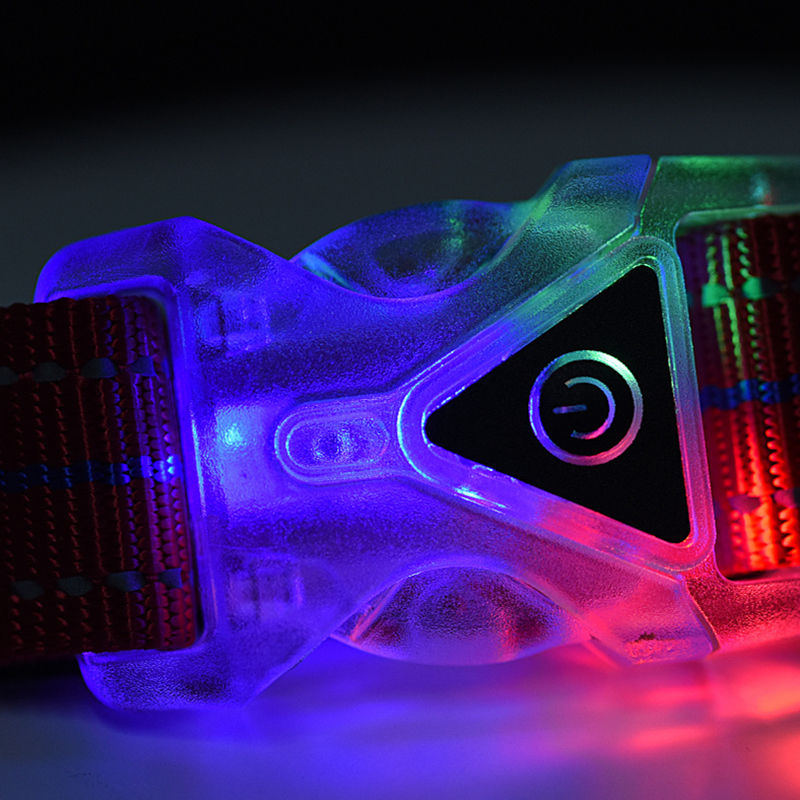 Multicolor Fashion Adjustable Luminous Reflective Safety LED Pet Collar Dog Collar