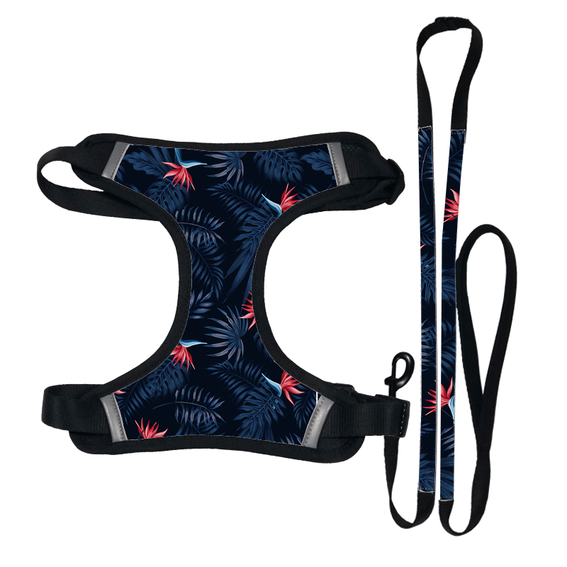 Wholesale Adjustable Neophrne Training Cotton Printed Soft Reflective Pet Dog Harness