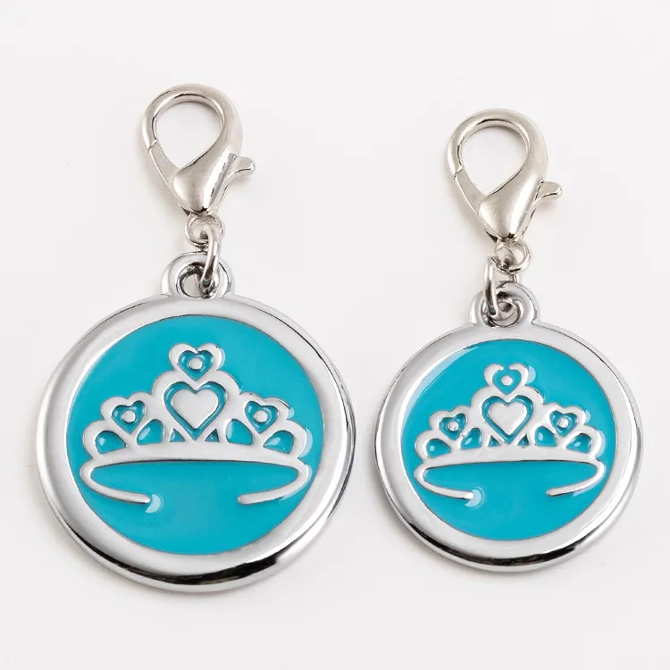 Pet ID Card Smooth Engraved Metal Crown Dog Tag Pendant