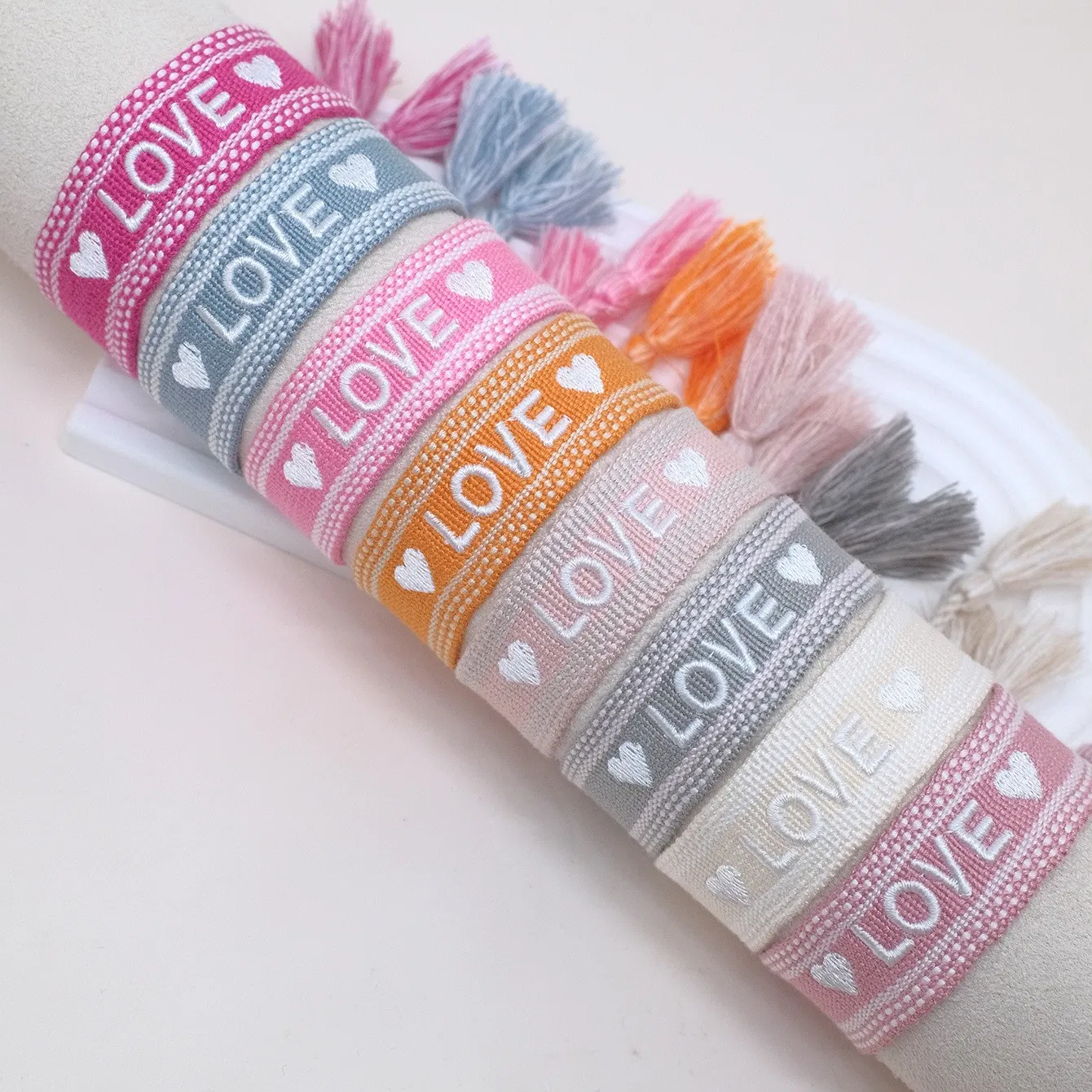 Embroidery Letter Wristband Custom Festival Fabric Woven Jewelry Bracelets
