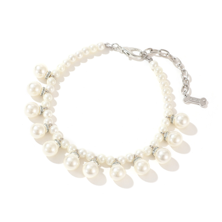 Dogs Pearls Pet Cat Necklace Collar with Lobster Clasp Elegant Pearl Necklace