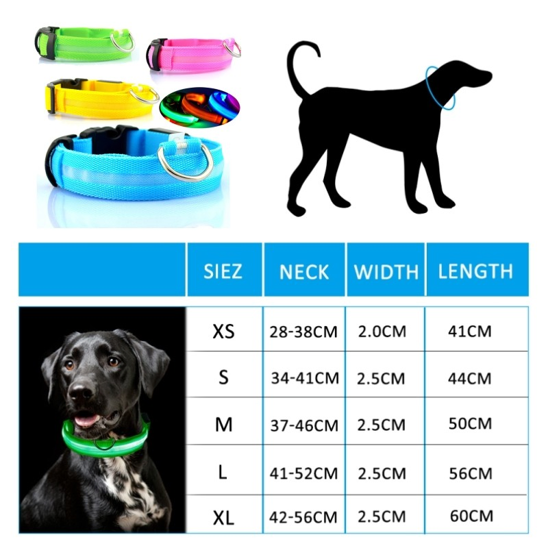 2025 Hot Selling Glow-in-The-Dark LED Dog Collar for Safe Night Walks