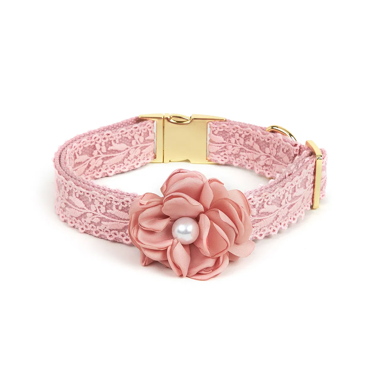Lace Decoration Durable Dog Collar with Luxurious Hardware Buckle