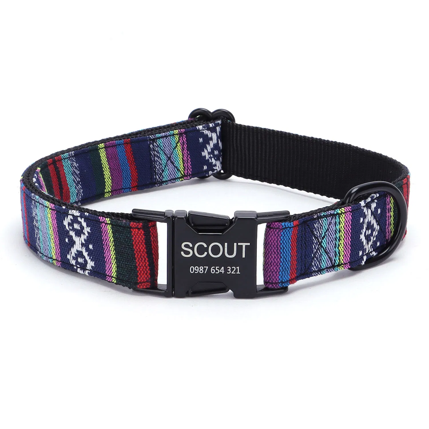 Polyester Pet ID Collar with Bohemian Ribbons &amp; Custom Metal Buckle