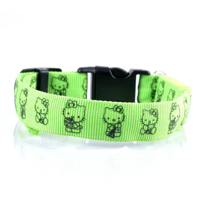USB Rechargeable Safety Cute Cartoon LED Night Glowing Waterproof Dog Collar with Safety Break
