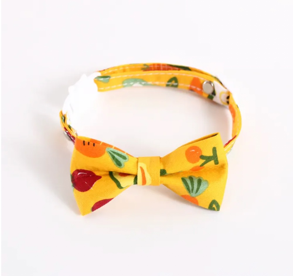 Popular Style Fruit Vegetable Cartoon Printed Adjustable Cat Bow Tie Collar